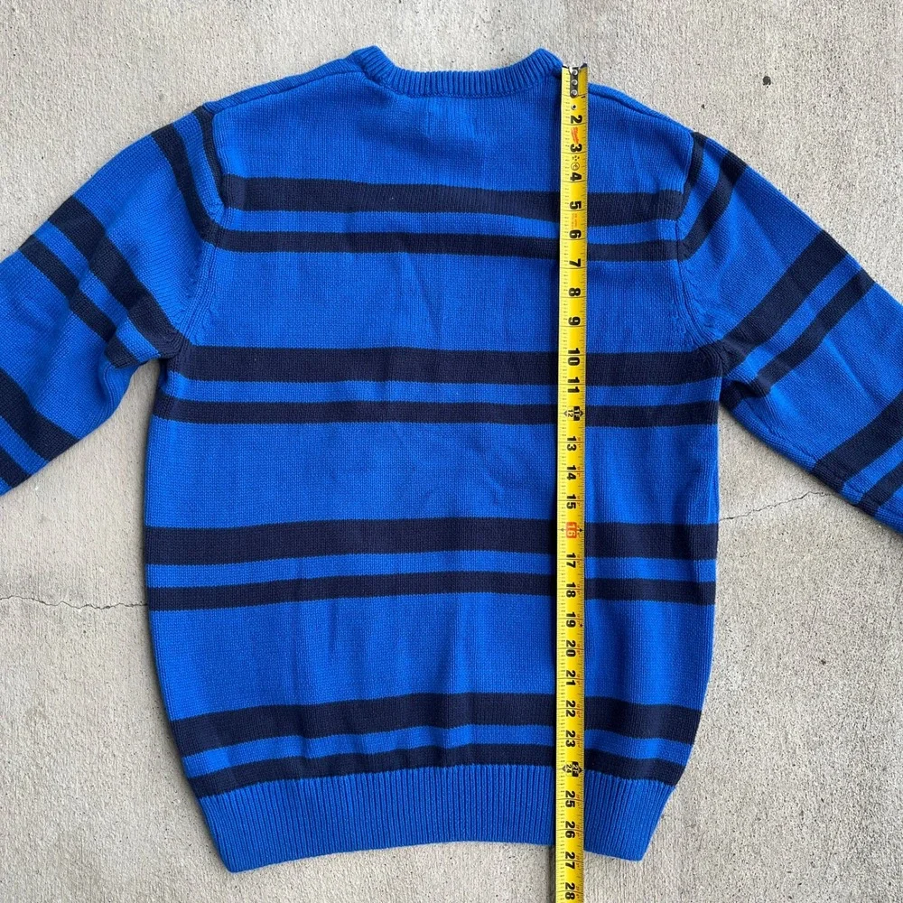 Chaps Mens Blue Navy Striped‎ Crew Neck Pullover Sweater Size Medium